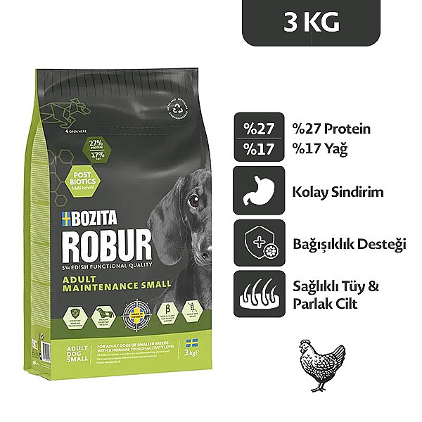 Bozita Robur Tavuklu Yetişkin Küçük Irk Köpek Maması 3 kg - 1