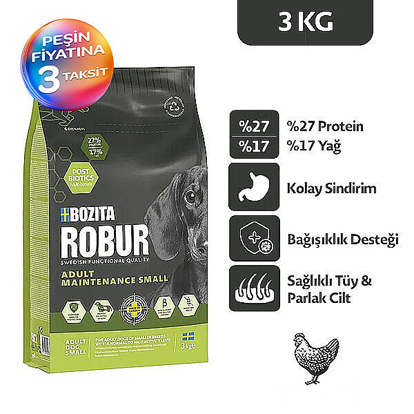 Bozita Robur Tavuklu Yetişkin Küçük Irk Köpek Maması 3 kg - 1