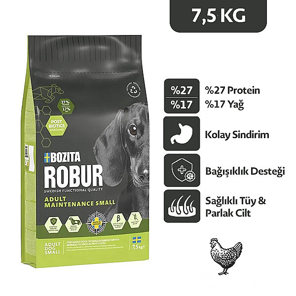 Bozita Robur Tavuklu Yetişkin Küçük Irk Köpek Maması 7,5 kg - 1