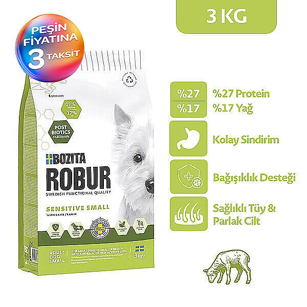 Bozita Robur Yetişkin Kuzu Etli Küçük Irk Köpek Maması 3 kg