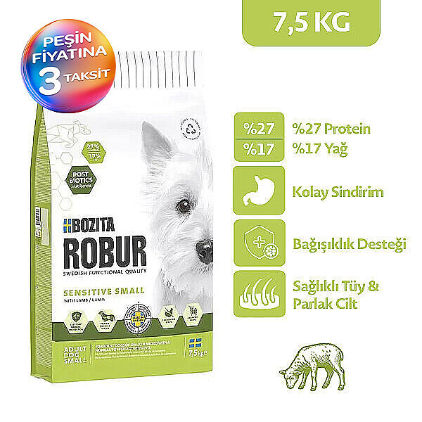 Bozita Robur Yetişkin Kuzu Etli Küçük Irk Köpek Maması 7,5 kg