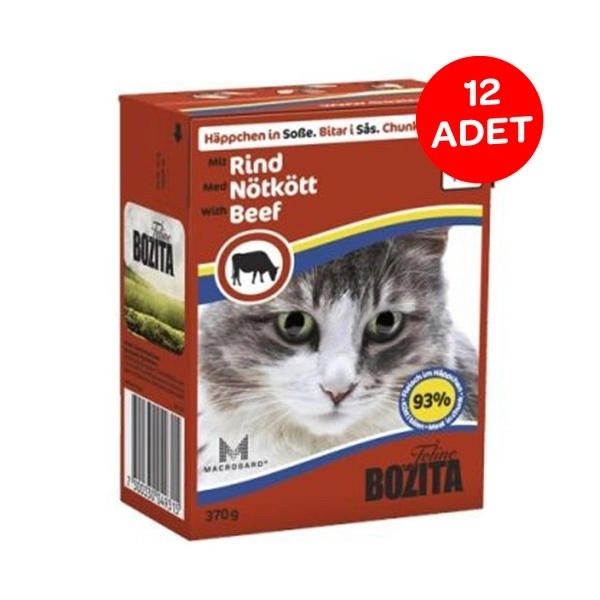 Bozita Sığır Etli Tetra Paket Kedi Konserve 370 Gr 12 Adet - 1