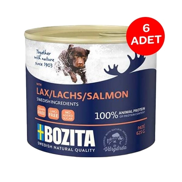 Bozita Somonlu Yaş Köpek Maması 625 GR 6 Adet - 1