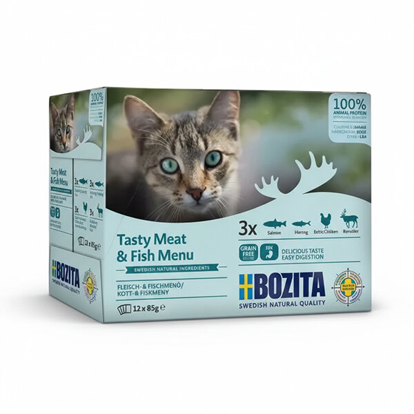Bozita Sos İçinde Balık ve Etli Kedi Konservesi Multibox 12x85 gr - 2