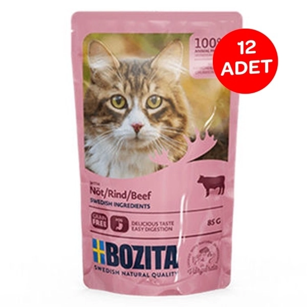 Bozita Tahılsız Sığır Etli Kedi Yaş Maması 85 Gr 12 Adet - 1