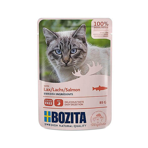 Bozita Somon Etli Tahılsız Sos İçinde Parça Etli Yaş Kedi Maması 85 g