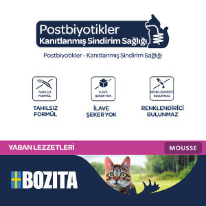 Bozita Tahılsız Yaban Karışımı Ren Geyiği, Av Eti ve Yaban Domuzlu Tahılsız Kedi Konservesi 12x85 gr - 3