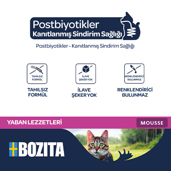 Bozita Tahılsız Yaban Karışımı Ren Geyiği, Av Eti ve Yaban Domuzlu Tahılsız Kedi Konservesi 12x85 gr - 3