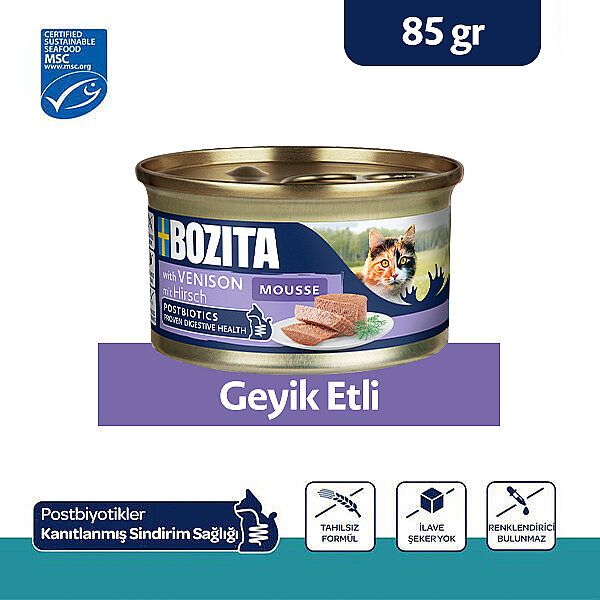 Bozita Yaban Geyiği Etli Mousse Yaş Kedi Maması 85 g - 1
