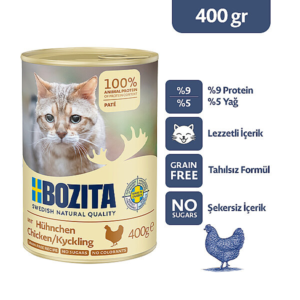 Bozita Tavuk Etli Pate Kedi Konservesi 400 gr - 1