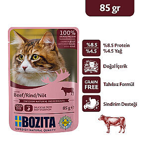Bozita Sığır Etli Tahılsız Jöle İçinde Parça Etli Yaş Kedi Maması 85 g