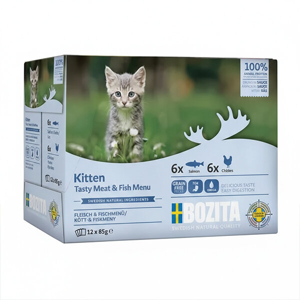 Bozita Yavru Kedi İçin Sos İçinde Balık ve Etli  Kedi Konservesi Multibox 12x85 gr - 2