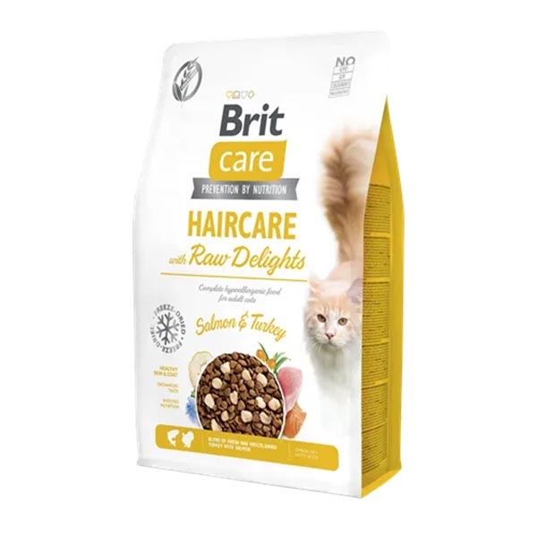 Brit Care Raw Delights Haircare Somonlu ve Hindili Yetişkin Kedi Maması 2 kg - 1