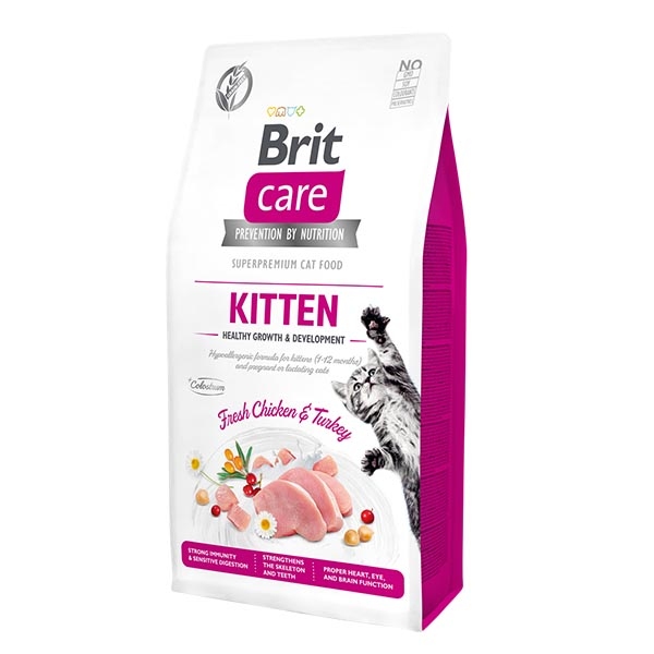 Brit Care Hipoalerjenik Tavuklu ve Hindili Tahılsız Yavru Kedi Maması 7 kg - 1