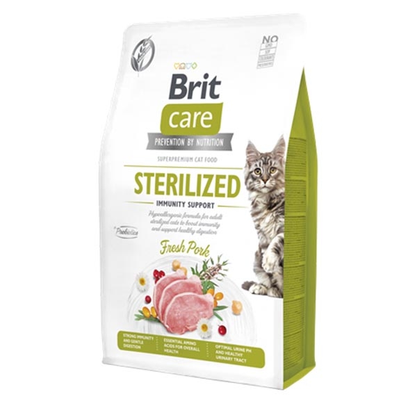 Brit Care Immunity Domuz Etli Tahılsız Kısırlaştırılmış Yetişkin Kedi Maması 2 kg - 1