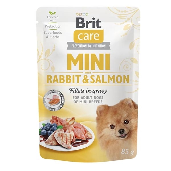 Brit Care Mini Tavşanlı, Somonlu Küçük Irk Yetişkin Köpek Yaş Maması 85 g