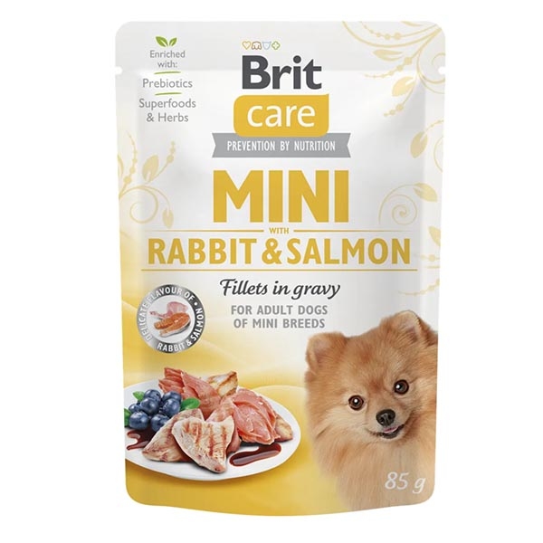 Brit Care Mini Tavşanlı, Somonlu Küçük Irk Yetişkin Köpek Yaş Maması 85 g - 1