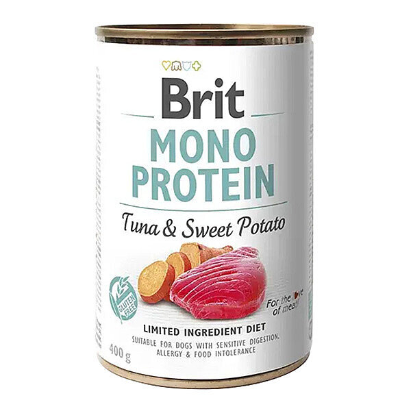 Brit Mono Protein Ton Balıklı ve Tatlı Patatesli Yetişkin Köpek Yaş Maması 400 g