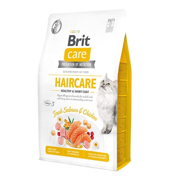 Brit Care Haircare Tavuklu ve Somonlu Tahılsız Yetişkin Kedi Maması 2 kg - 1