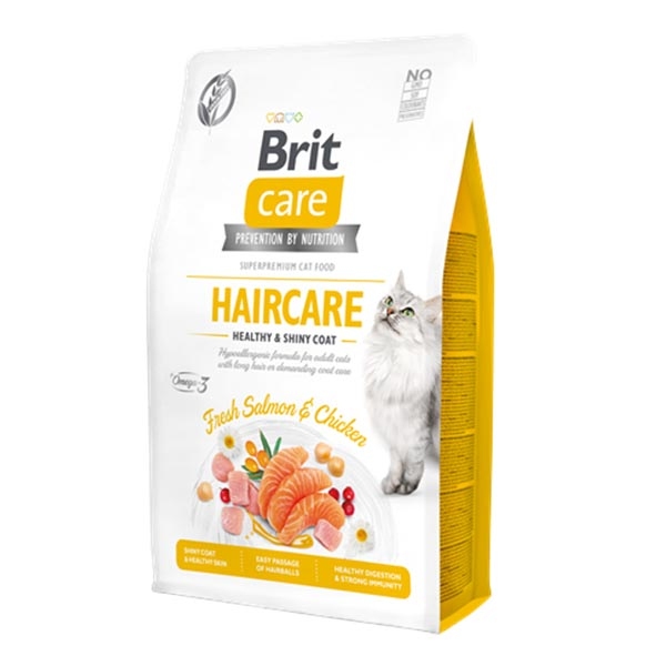 Brit Care Haircare Tavuklu ve Somonlu Tahılsız Yetişkin Kedi Maması 2 kg - 3