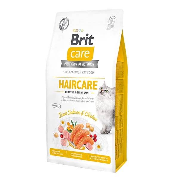 Brit Care Haircare Tavuklu ve Somonlu Tahılsız Yetişkin Kedi Maması 7 kg - 1