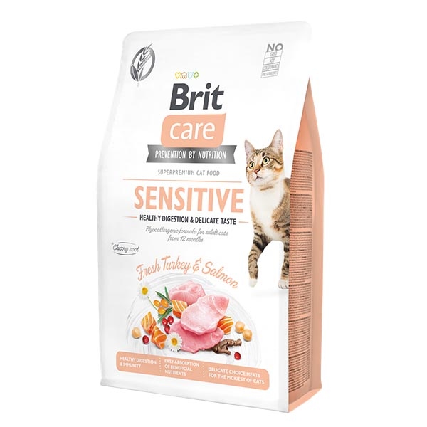 Brit Care Hipoalerjenik Hindi Etli ve Somonlu Tahılsız Yetişkin Kedi Maması 2 kg - 1