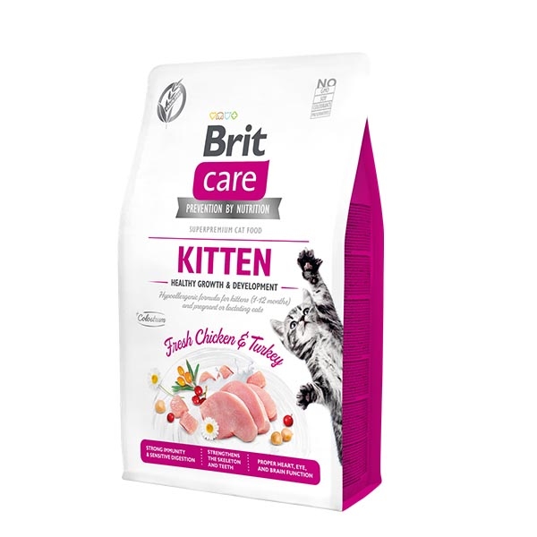 Brit Care Hipoalerjenik Tavuklu ve Hindili Tahılsız Yavru Kedi Maması 2 kg - 1