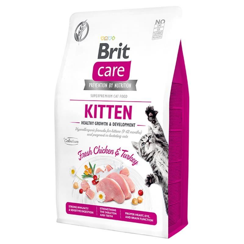 Brit Care Tahılsız Hypoallergenic Kitten Tavuk ve Hindili Yavru Kedi Maması 2 Kg - 1