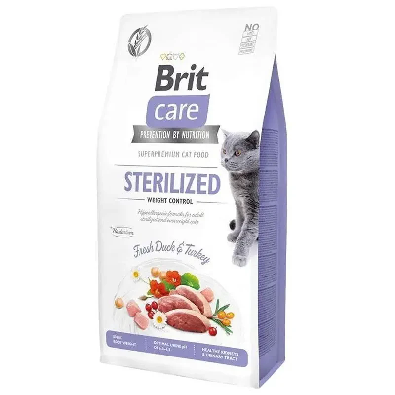 Brit Care Weight Control Tahılsız Ördek ve Hindili Kısırlaştırılmış Kedi Maması 7 Kg - 1
