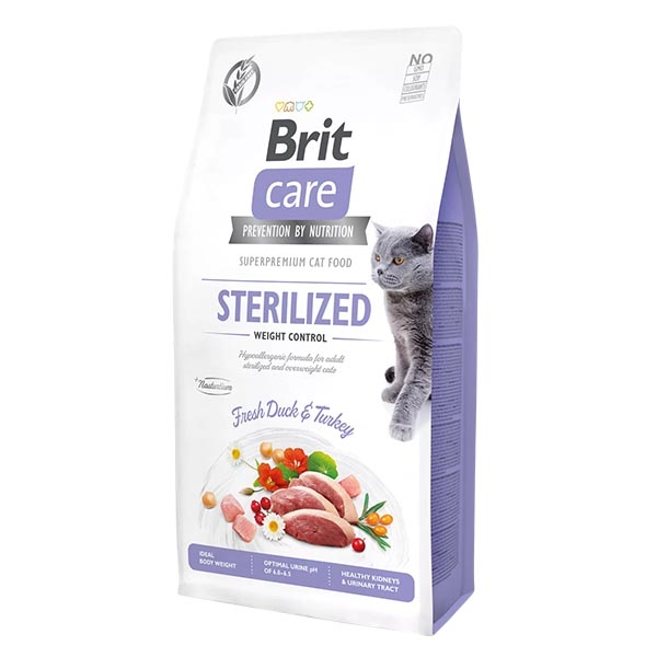 Brit Care Ördekli ve Hindili Tahılsız Kısırlaştırılmış Yetişkin Kedi Maması 7 kg