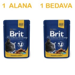 Brit Premium Tavuk Hindili Yaş Kedi Maması 100 GR (1 Alana 1 Bedava)