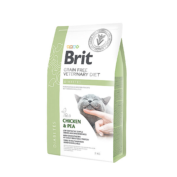 Brit Veteriner Diyet Diyabet Tavuklu & Bezelyeli Kedi Maması 2 Kg - 1