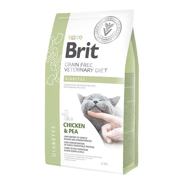 Brit Veterinary Diet Diyabet Tavuklu ve Bezelyeli Kedi Maması 2 kg - 1