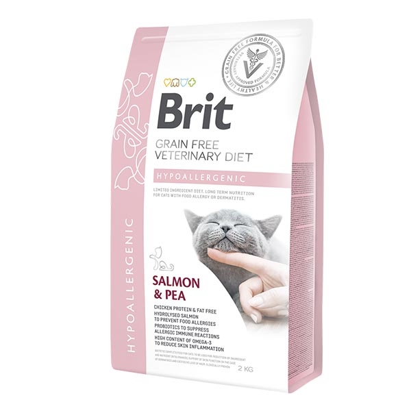 Brit Veterinary Diet Hipoalerjenik Somonlu ve Bezelyeli Kedi Maması 2 kg - 1