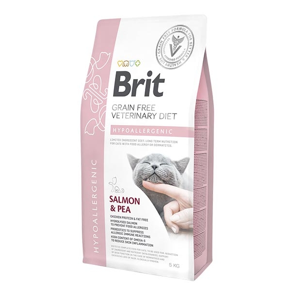 Brit Veterinary Diet Hipoalerjenik Somonlu ve Bezelyeli Kedi Maması 5 kg