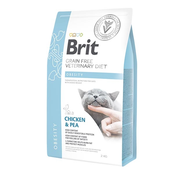 Brit Veterinary Diet Obezite Tavuklu ve Bezelyeli Kedi Maması 2 kg - 1