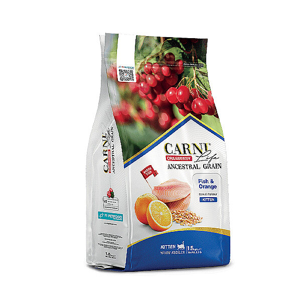 Carni Life Cranberry Ancestral Grain Balıklı ve Portakallı Yavru Kedi Maması 1,5 kg