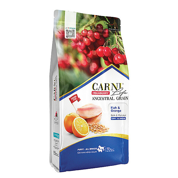 Carni Life Cranberry Ancestral Grain Balıklı ve Portakallı Yavru Köpek Maması 12 kg - 1