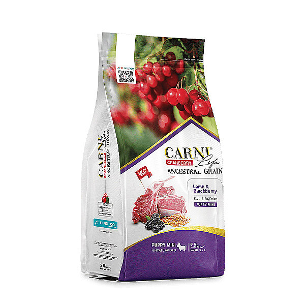 Carni Life Cranberry Ancestral Grain Kuzu Etli ve Böğürtlenli Mini Irk Yavru Köpek Maması 2,5 kg - 1