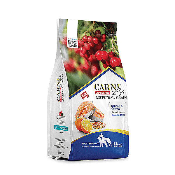 Carni Life Cranberry Ancestral Grain Somonlu ve Portakallı Orta ve Büyük Irk Yetişkin Köpek Maması 2,5 kg