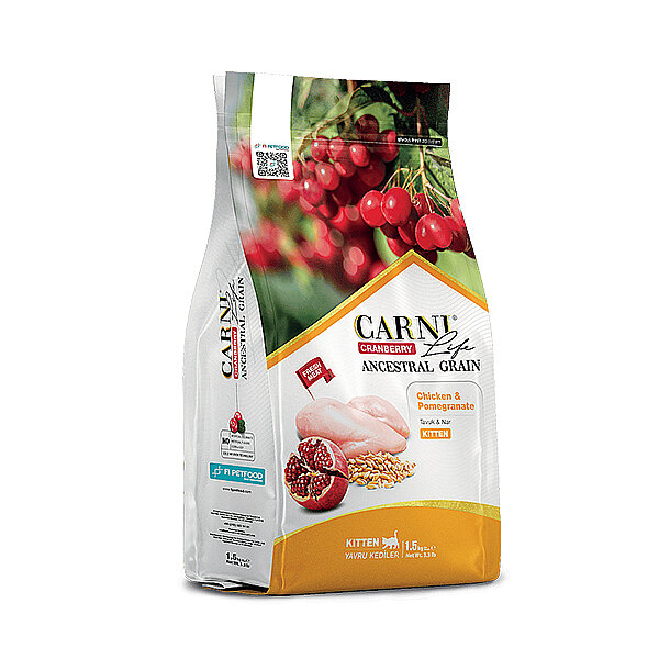 Carni Life Cranberry Ancestral Grain Tavuklu ve Narlı Yavru Kedi Maması 1,5 kg