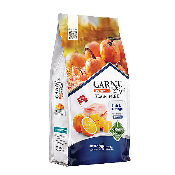 Carni Life Pumpkin Tahılsız Balıklı ve Portakallı Yavru Kedi Maması 10 kg