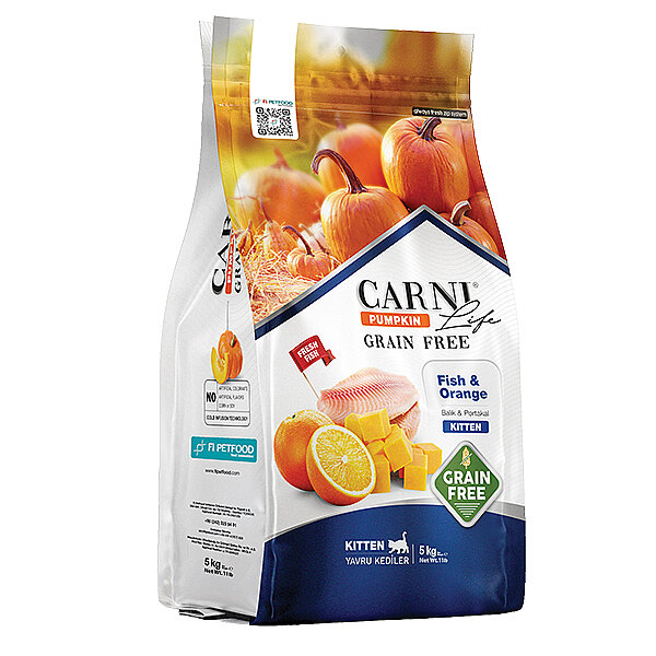 Carni Life Pumpkin Tahılsız Balıklı ve Portakallı Yavru Kedi Maması 5 kg - 1