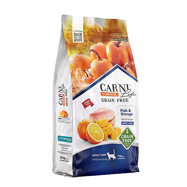 Carni Life Pumpkin Tahılsız Balıklı ve Portakallı Yetişkin Kedi Maması 10 kg