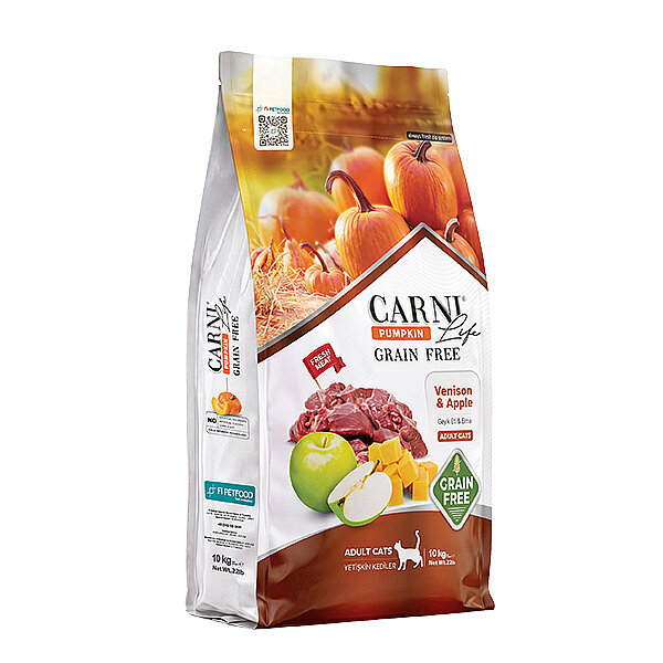 Carni Life Pumpkin Tahılsız Geyik Etli ve Elmalı Yetişkin Kedi Maması 10 kg