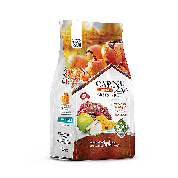 Carni Life Pumpkin Tahılsız Geyik Etli ve Elmalı Yetişkin Kedi Maması 1,5 kg