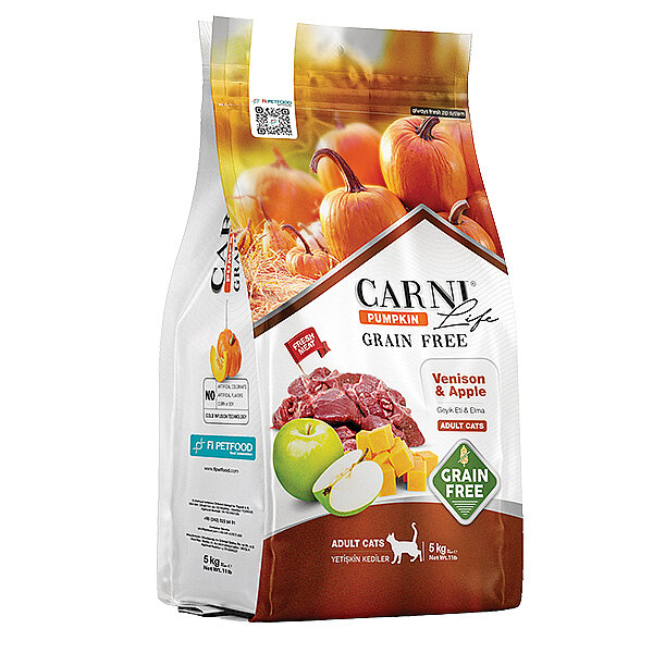 Carni Life Pumpkin Tahılsız Geyik Etli ve Elmalı Yetişkin Kedi Maması 5 kg - 1