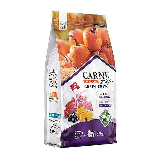 Carni Life Pumpkin Tahılsız Kuzu Etli ve Böğürtlenli Puppy Starter Yavru Köpek Maması 7 kg - 1