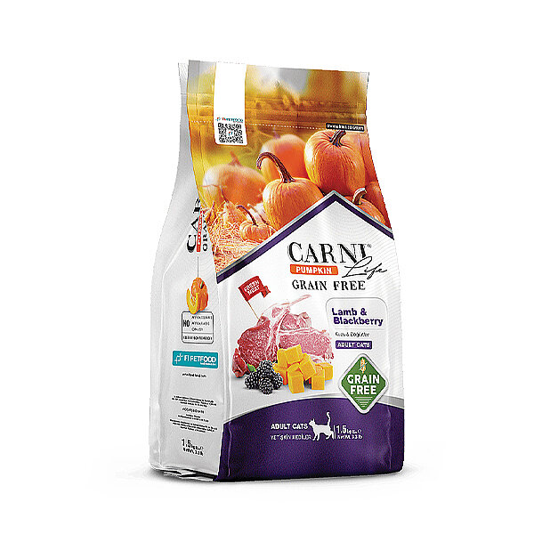 Carni Life Pumpkin Tahılsız Kuzu Etli ve Böğürtlenli Yetişkin Kedi Maması 5 kg
