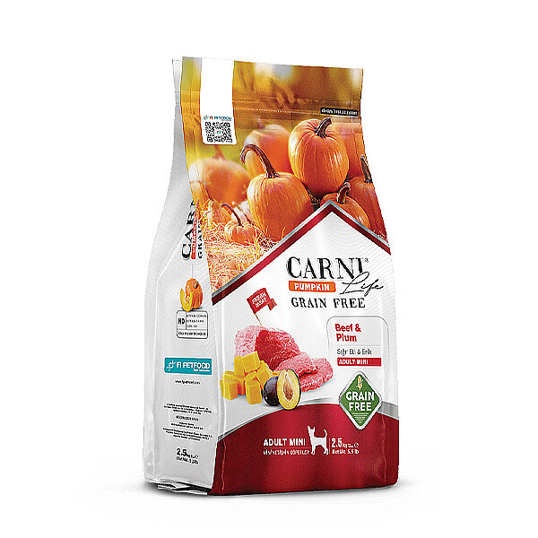 Carni Life Pumpkin Tahılsız Sığır Etli ve Erikli Mini Irk Yetişkin Köpek Maması 2,5 kg